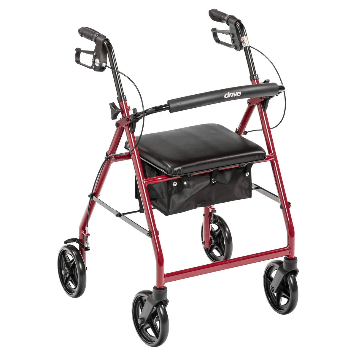 Aluminum Rollator Rolling Walker with Fold Up and Removable Back Support and Padded Seat, Red Aluminum Rollator Rolling Walker with Fold Up and Removable Back Support and Padded Seat, Red