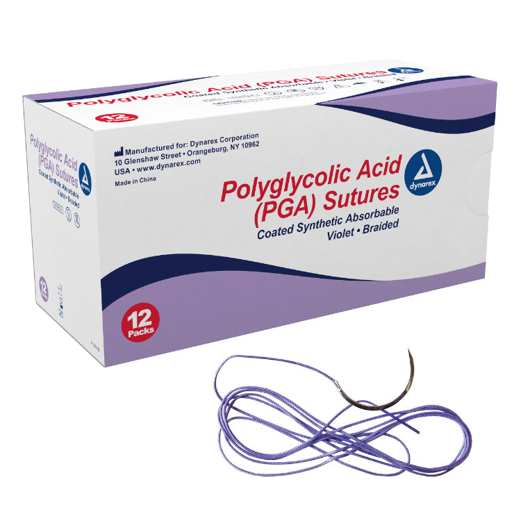 Dynarex Braided (PGA) Sutures - Absorbable - Synthetic (12 Count) Dynarex Braided (PGA) Sutures - Absorbable - Synthetic (12 Count)