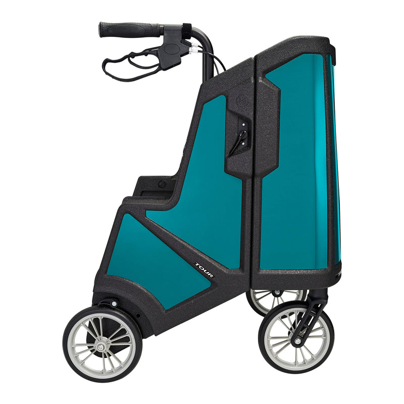 Tour Adjustable Height Folding 4 Wheel Rollator, Ocean Teal -Each Tour Adjustable Height Folding 4 Wheel Rollator, Ocean Teal -Each
