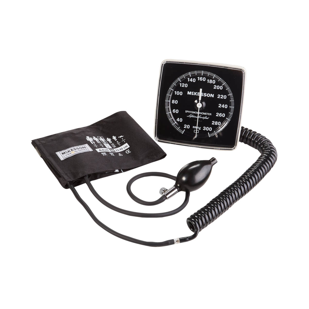 McKesson LUMEON Wall Mount Aneroid Sphygmomanometer, Black, Adult, Arm -Case of 12 McKesson LUMEON Wall Mount Aneroid Sphygmomanometer, Black, Adult, Arm -Case of 12