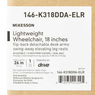 McKesson Lightweight Wheelchair Swing-Away Elevating Legrest, 18 Inch Seat Width -Each McKesson Lightweight Wheelchair Swing-Away Elevating Legrest, 18 Inch Seat Width -Each