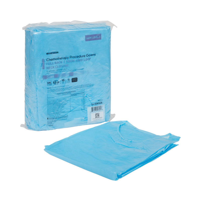 McKesson Chemotherapy Procedure Gown, 2X-Large, Blue -Case of 30 McKesson Chemotherapy Procedure Gown, 2X-Large, Blue -Case of 30