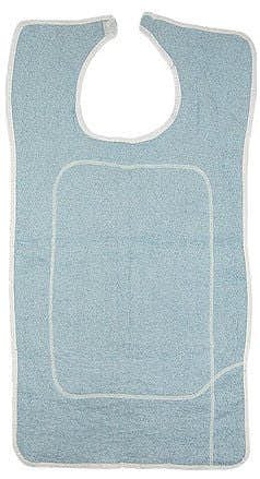 Beck's Classic Adult Bib with Barrier, White and Blue Terry -Dozen of 12 Beck's Classic Adult Bib with Barrier, White and Blue Terry -Dozen of 12