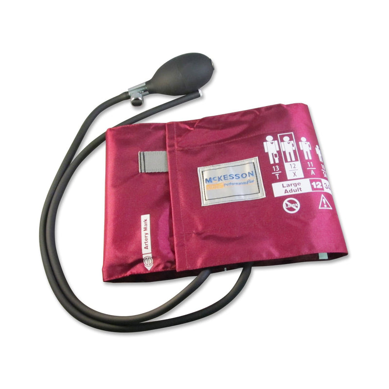 McKesson LUMEON Blood Pressure Bulb and Cuff, Adult Large, Burgundy, Arm -Box of 1 McKesson LUMEON Blood Pressure Bulb and Cuff, Adult Large, Burgundy, Arm -Box of 1