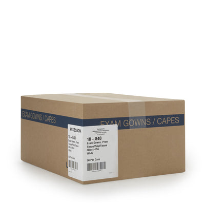 McKesson Premium Patient Exam Gown, One Size Fits Most, White -Case of 50 McKesson Premium Patient Exam Gown, One Size Fits Most, White -Case of 50