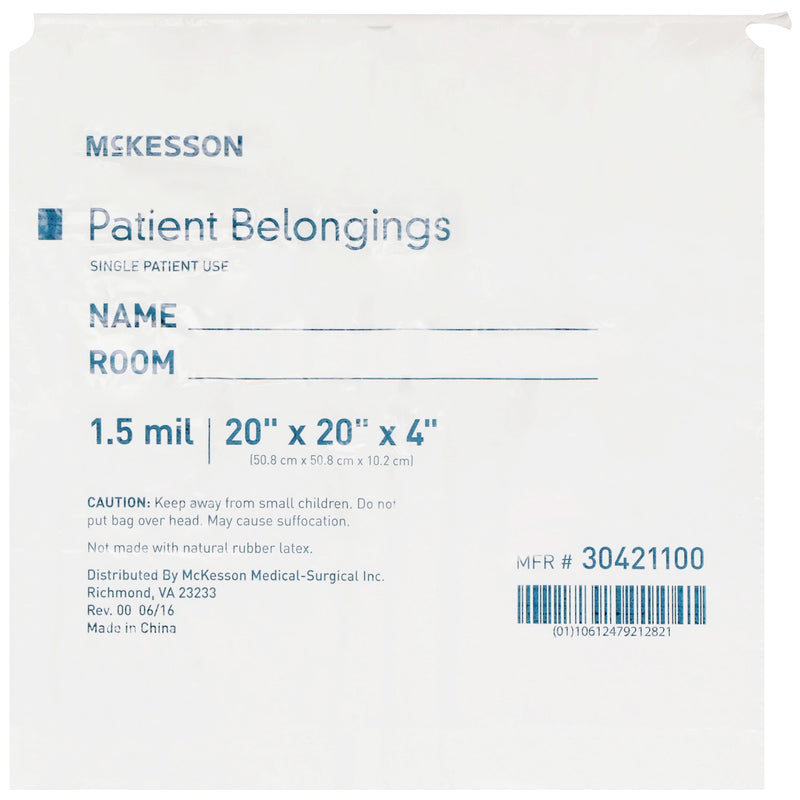 McKesson Patient Belongings Bag, White -Case of 250 McKesson Patient Belongings Bag, White -Case of 250