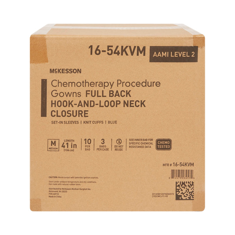 McKesson Full Back Chemotherapy Procedure Gown, Medium -Bag of 10 McKesson Full Back Chemotherapy Procedure Gown, Medium -Bag of 10