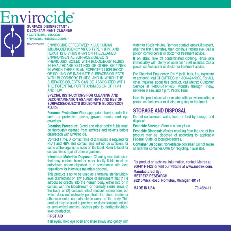 Envirocide Surface Disinfectant Cleaner -Case of 12 Envirocide Surface Disinfectant Cleaner -Case of 12
