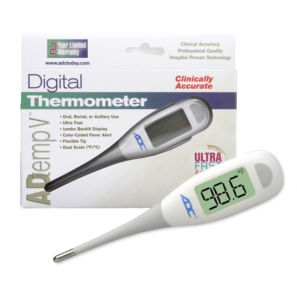 Adtemp Oral / Rectal / Axillary Probe Handheld Digital Stick Thermometer -Pack of 12 Adtemp Oral / Rectal / Axillary Probe Handheld Digital Stick Thermometer -Pack of 12