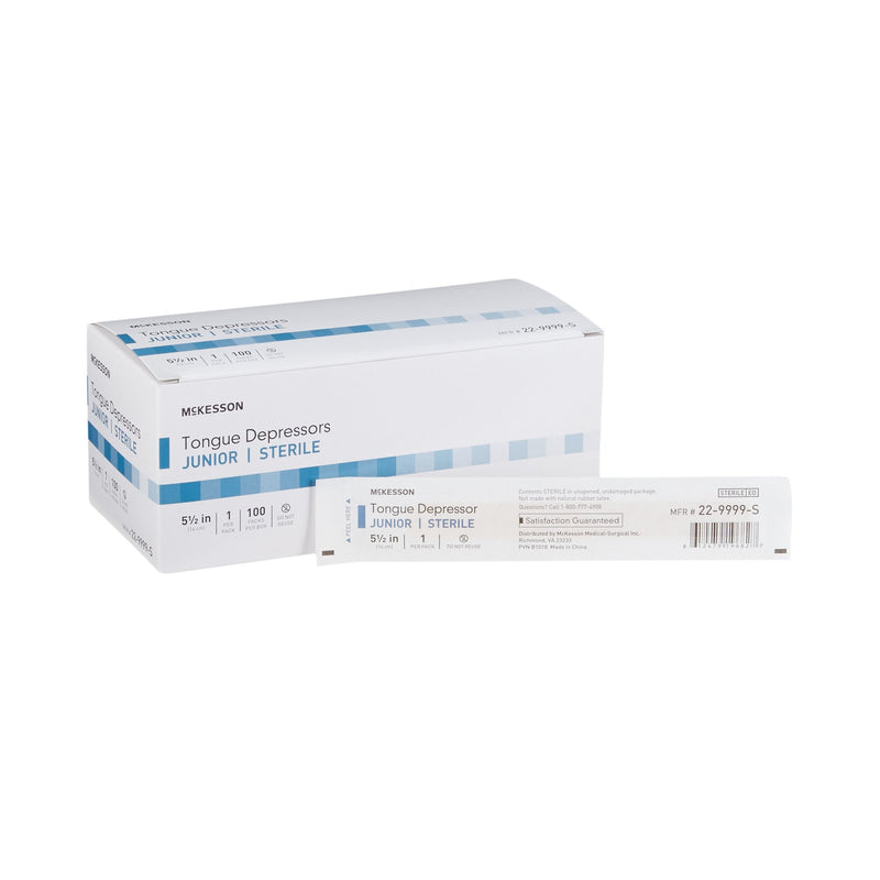 McKesson Tongue Depressors Junior 5.5" Length Wood, Sterile, 15.9 mm -Case of 1000 McKesson Tongue Depressors Junior 5.5" Length Wood, Sterile, 15.9 mm -Case of 1000