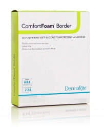 ComfortFoam Border Silicone Adhesive with Border Silicone Foam Dressing, 3 x 3 Inch -3 X 3 Inch ComfortFoam Border Silicone Adhesive with Border Silicone Foam Dressing, 2 x 2 Inch - (2 X 2 Inch / Each)