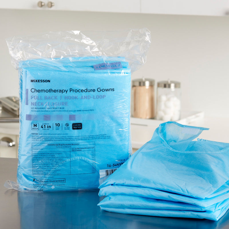 McKesson Full Back Chemotherapy Procedure Gown, Medium -Bag of 10 McKesson Full Back Chemotherapy Procedure Gown, Medium -Bag of 10