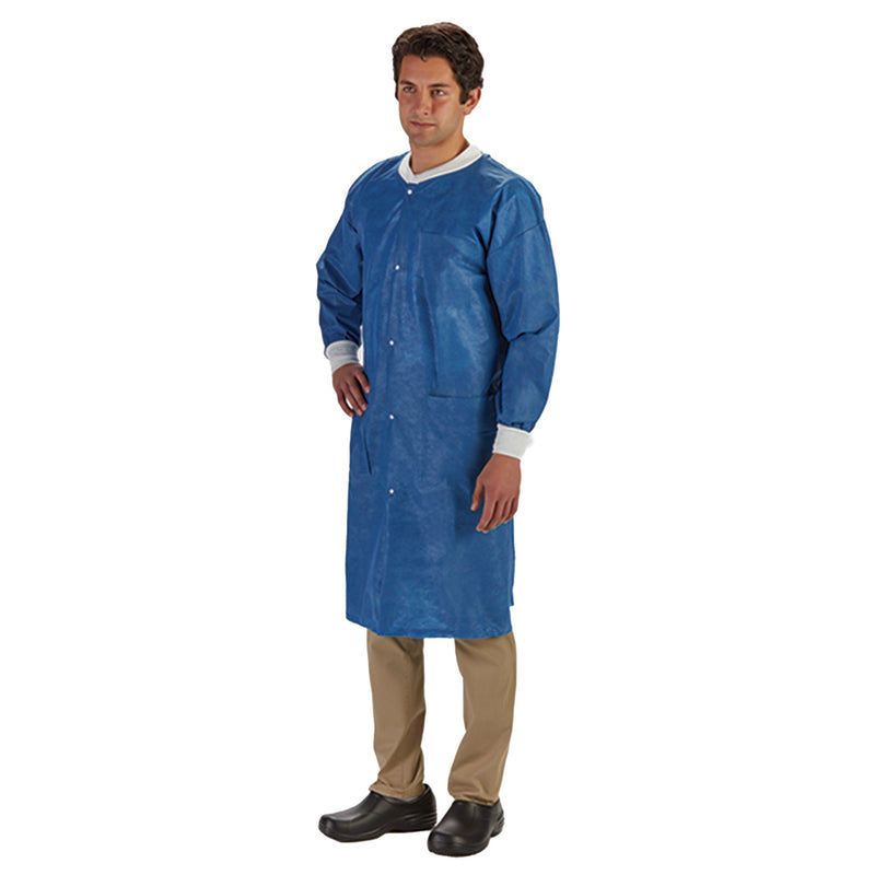 LabMates Lab Coat Knee Length Disposable, Blue, 3X-Large -Bag of 10 LabMates Lab Coat Knee Length Disposable, Blue, 3X-Large -Bag of 10