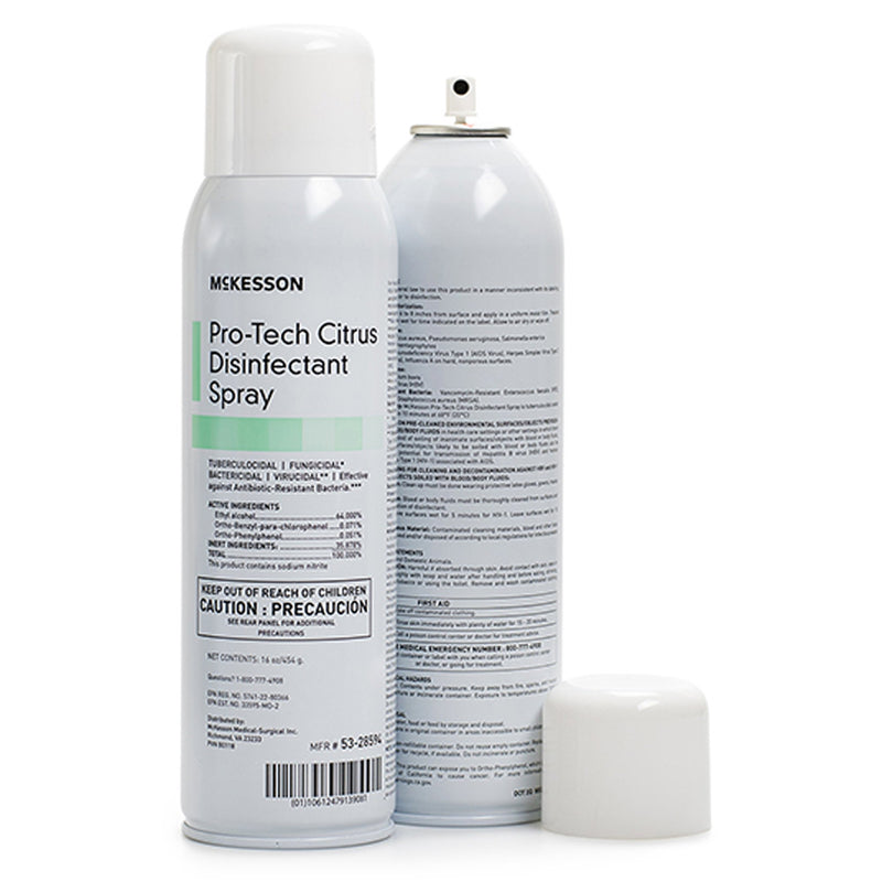McKesson Pro-Tech Surface Disinfectant Cleaner Alcohol-Based Liquid, Non-Sterile, Citrus Scent, 16 oz. Can -Case of 12 McKesson Pro-Tech Surface Disinfectant Cleaner Alcohol-Based Liquid, Non-Sterile, Citrus Scent, 16 oz. Can -Case of 12
