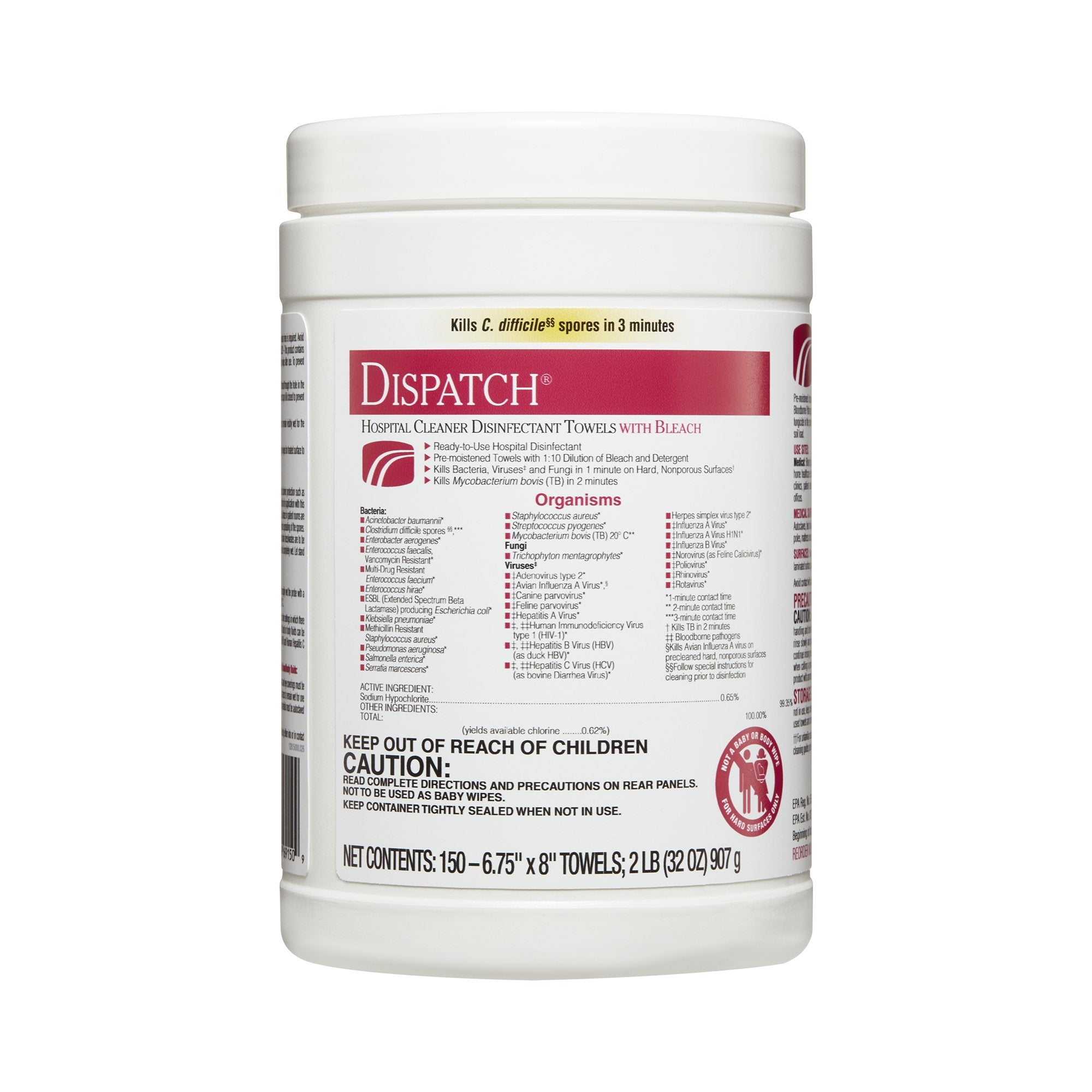 Dispatch Surface Disinfectant Cleaner with Bleach, Canister -Case of 1200 Dispatch Surface Disinfectant Cleaner with Bleach, Canister -Case of 1200