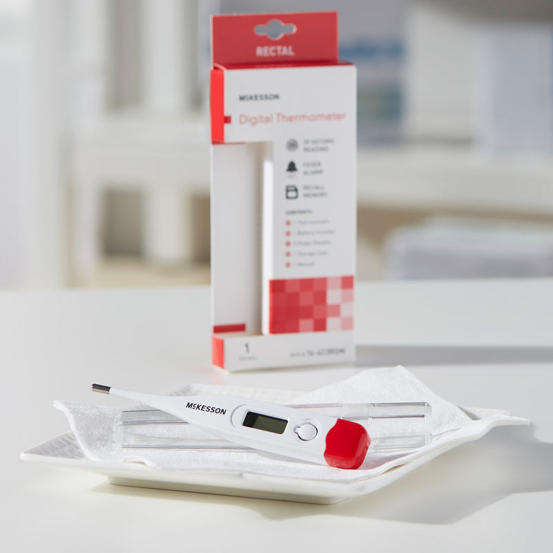 McKesson Rectal Digital Thermometer, Red -Each McKesson Rectal Digital Thermometer, Red -Each