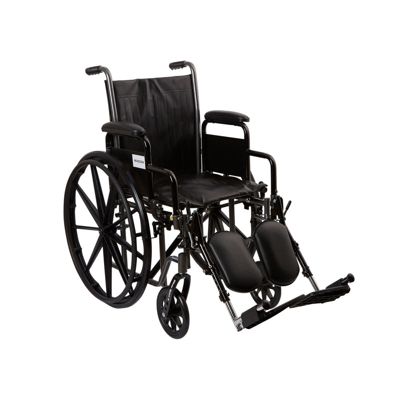 McKesson Dual Axle Wheelchair with Desk Length Arm Swing-Away Elevating Legrest, 16 Inch Seat Width -Each McKesson Dual Axle Wheelchair with Desk Length Arm Swing-Away Elevating Legrest, 16 Inch Seat Width -Each