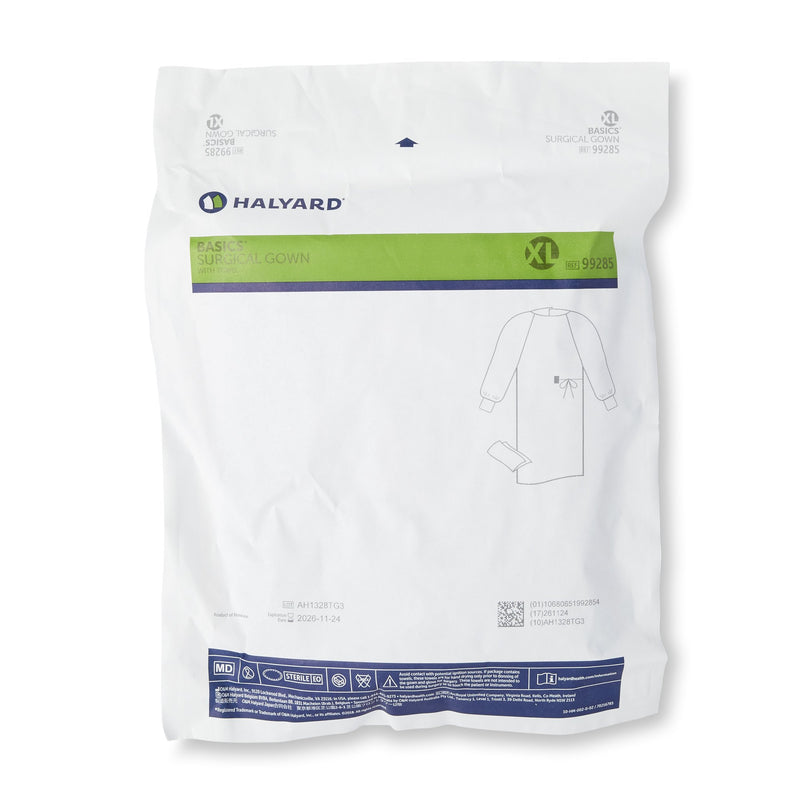 Halyard Basics Non-Reinforced Surgical Gown with Towel, X-Large -Case of 20 Halyard Basics Non-Reinforced Surgical Gown with Towel, X-Large -Case of 20