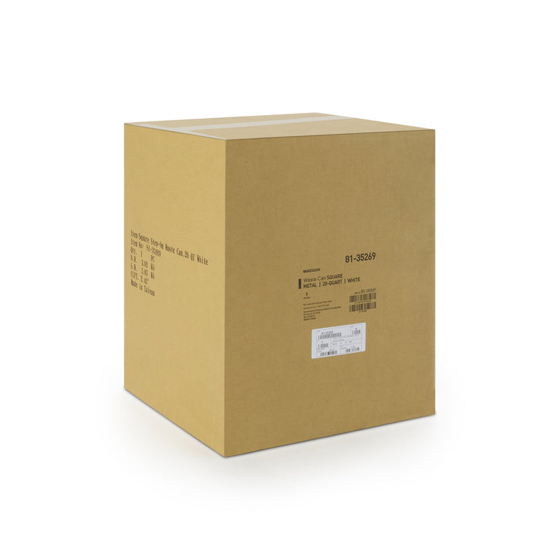 McKesson Trash Can With Plastic Liner, Square, Steel, Step-On, 20 QT, White -Each McKesson Trash Can With Plastic Liner, Square, Steel, Step-On, 20 QT, White -Each