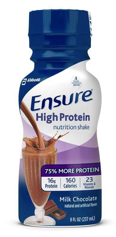 Ensure High Protein Nutrition Shake - 995521_CT - 1 Ensure High Protein Nutrition Shake, Chocolate, 8 oz. Bottle -Case of 12