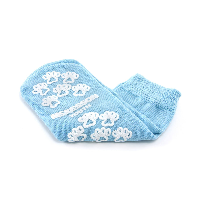 McKesson Terries Youth Slipper Socks Skid-Resistant Tread Sole and Top, Light Blue -Case of 48 McKesson Terries Youth Slipper Socks Skid-Resistant Tread Sole and Top, Light Blue -Case of 48