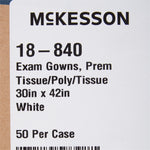McKesson Premium Patient Exam Gown, One Size Fits Most, White -Case of 50
