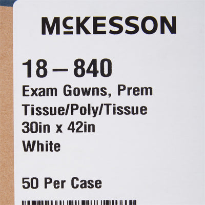McKesson Premium Patient Exam Gown, One Size Fits Most, White -Case of 50 McKesson Premium Patient Exam Gown, One Size Fits Most, White -Case of 50