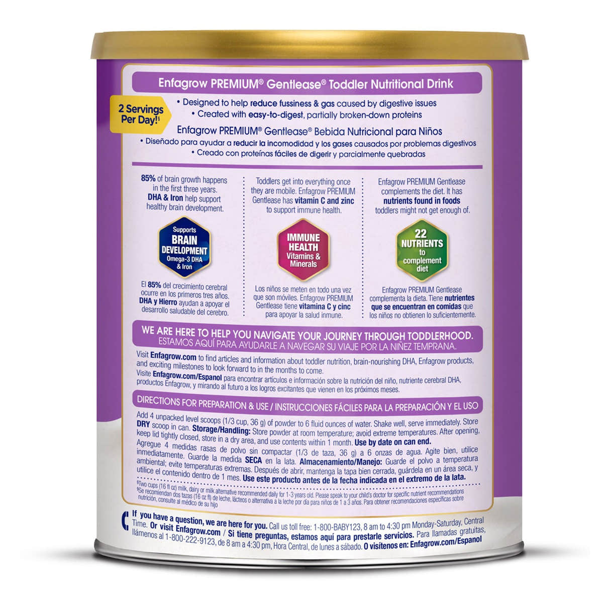 Enfagrow Premium Gentlease Toddler Pediatric Nutrition Drink Powder, 29.1 oz. Can -Case of 4 Enfagrow Premium Gentlease Toddler Pediatric Nutrition Drink Powder, 29.1 oz. Can -Case of 4
