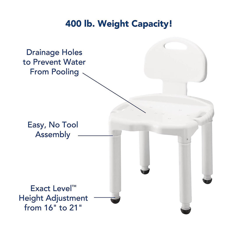 Carex Universal Bath Seat with Back, 400-lb Capacity -Each Carex Universal Bath Seat with Back, 400-lb Capacity -Each