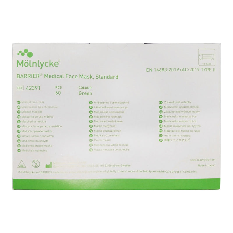 Barrier Standard Surgical Mask, Green -Box of 60 Barrier Standard Surgical Mask, Green -Box of 60
