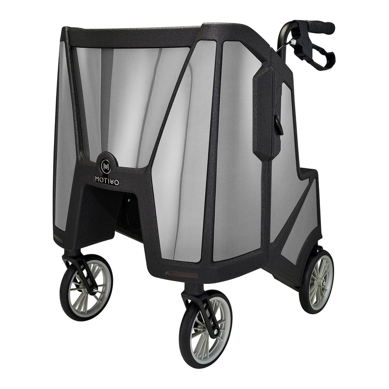 Tour Adjustable Height Folding 4 Wheel Rollator, Pure Silver -Each Tour Adjustable Height Folding 4 Wheel Rollator, Pure Silver -Each