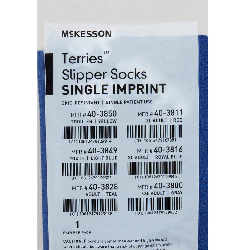 McKesson Terries Adult Slipper Socks, X-Large, Royal Blue -Case of 48 McKesson Terries Adult Slipper Socks, X-Large, Royal Blue -Case of 48