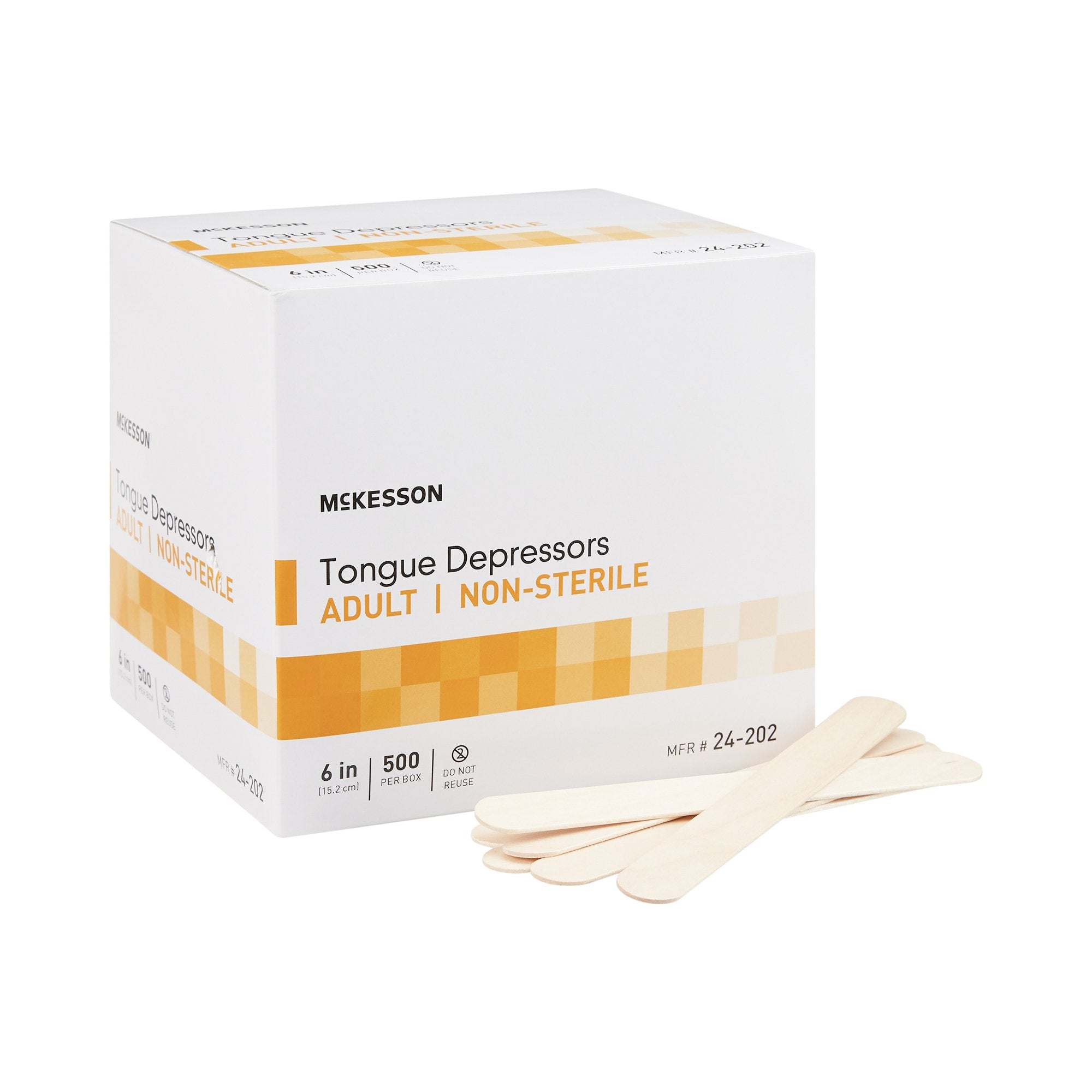 Dynarex Tongue Depressors Wood, Senior 6, Non-Sterile, with