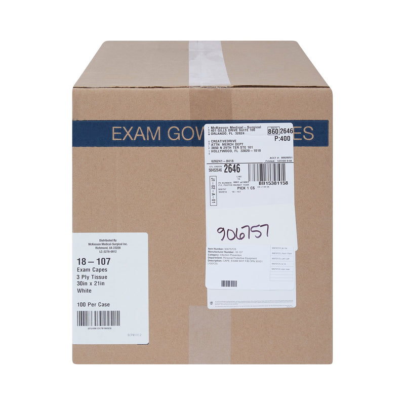 McKesson Exam Cape, White, 21 X 30 Inch -Case of 100 McKesson Exam Cape, White, 21 X 30 Inch -Case of 100