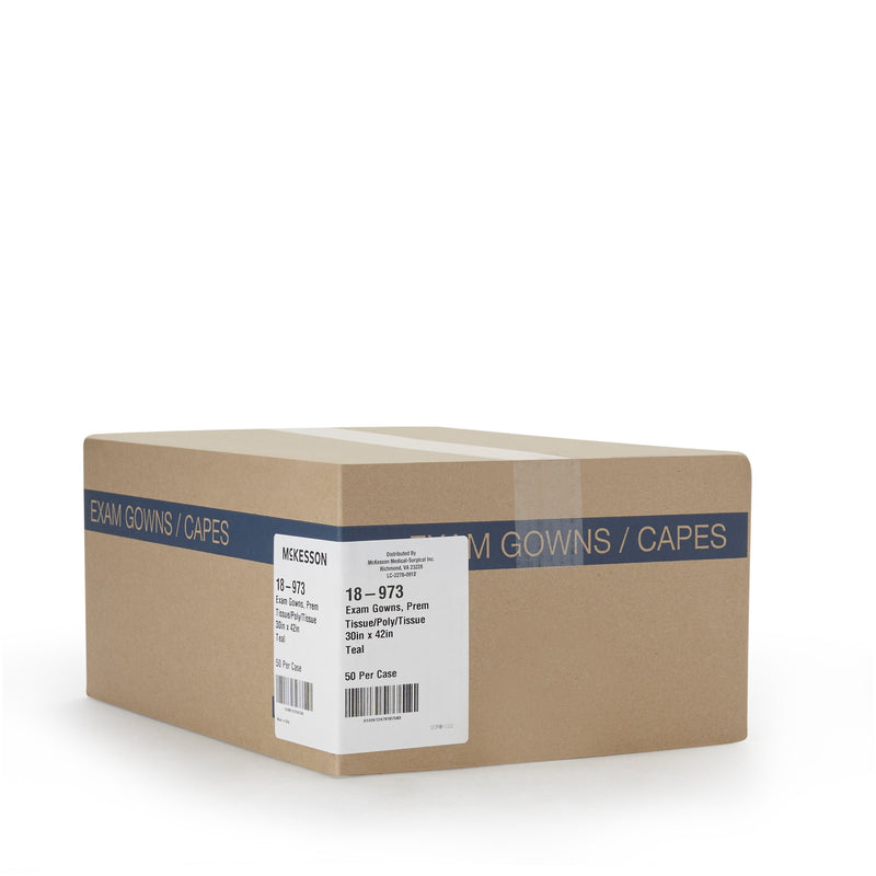 McKesson Patient Exam Gown Open Back, One Size Fits Most, Teal -Case of 50 McKesson Patient Exam Gown Open Back, One Size Fits Most, Teal -Case of 50