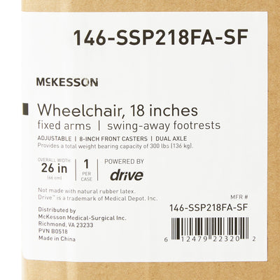 McKesson Dual Axle Wheelchair Full Length Arm Swing-Away Footrest, 18 Inch Seat Width -Each McKesson Dual Axle Wheelchair Full Length Arm Swing-Away Footrest, 18 Inch Seat Width -Each