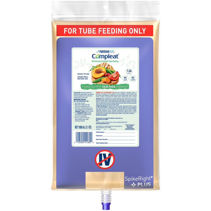 Compleat Original Tube Feeding Formula, 1000 mL Bag -Case of 6 Compleat Original Tube Feeding Formula, 1000 mL Bag -Case of 6