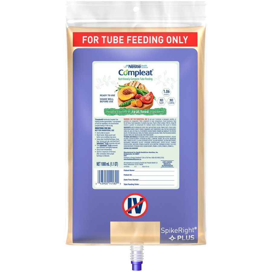 Compleat Original Tube Feeding Formula, 1000 mL Bag -Case of 6 Compleat Original Tube Feeding Formula, 1000 mL Bag -Case of 6