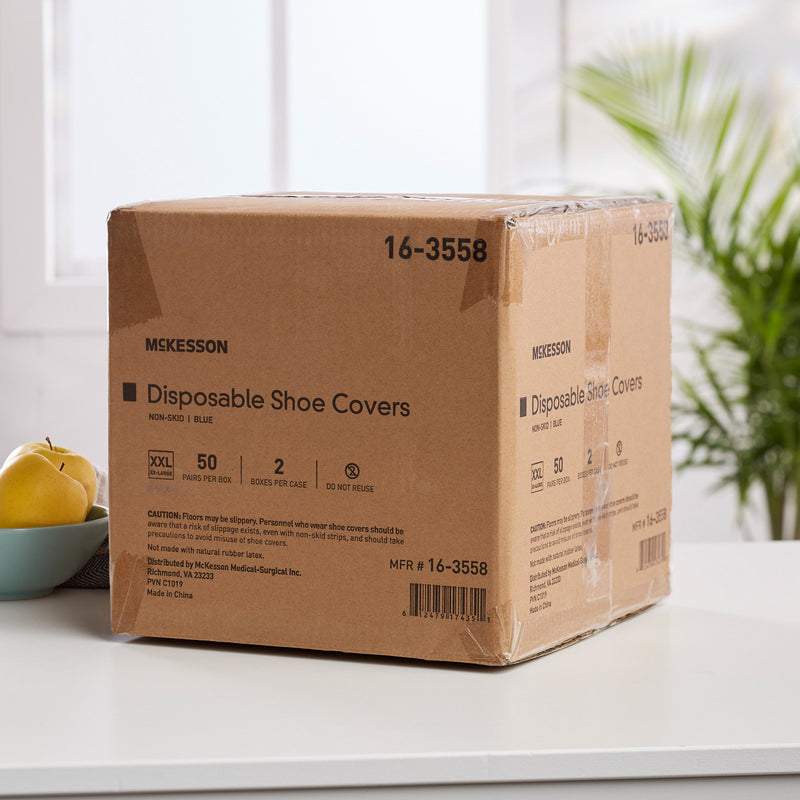 McKesson Shoe Covers, 2X-Large, Nonskid Sole, Blue -Box of 1 McKesson Shoe Covers, 2X-Large, Nonskid Sole, Blue -Box of 1