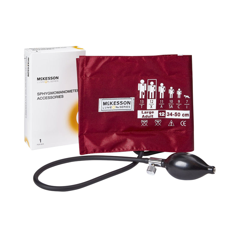 McKesson LUMEON Blood Pressure Bulb and Cuff, Adult Large, Burgundy, Arm -Box of 1 McKesson LUMEON Blood Pressure Bulb and Cuff, Adult Large, Burgundy, Arm -Box of 1