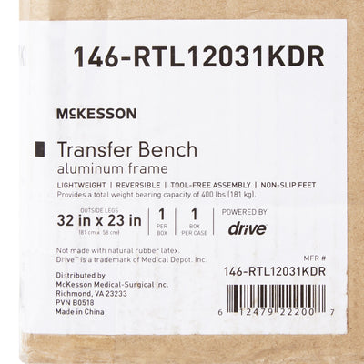 McKesson Aluminum Transfer Bench with Reversible Back -Each McKesson Aluminum Transfer Bench with Reversible Back -Each