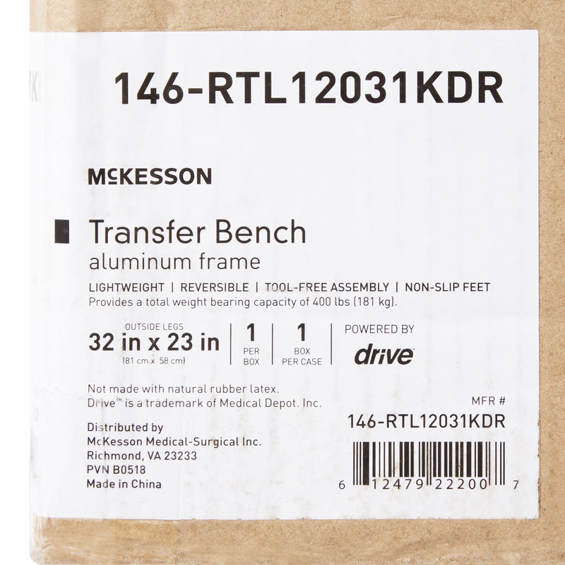 McKesson Aluminum Transfer Bench with Reversible Back -Each McKesson Aluminum Transfer Bench with Reversible Back -Each