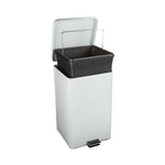 McKesson Trash Can with Plastic Liner, Square, Steel, Step-On, 32 QT, White -Each McKesson Trash Can with Plastic Liner, Square, Steel, Step-On, 32 QT, White -Each