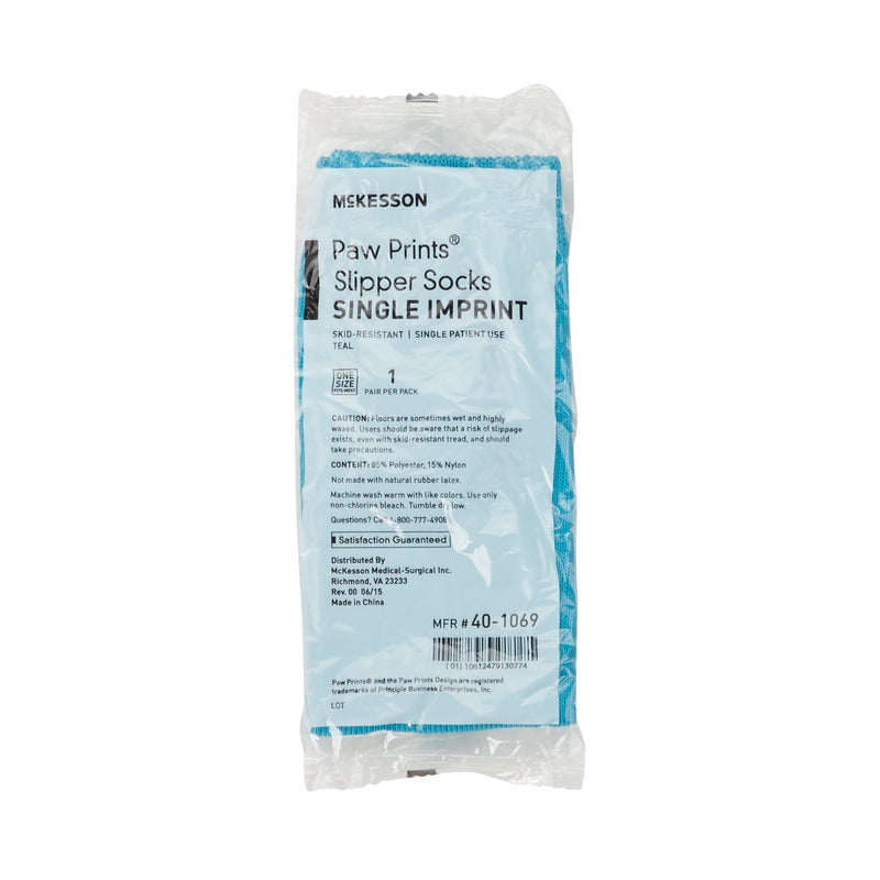 McKesson Paw Prints Slipper Socks, Aqua -Case of 96 McKesson Paw Prints Slipper Socks, Aqua -Case of 96
