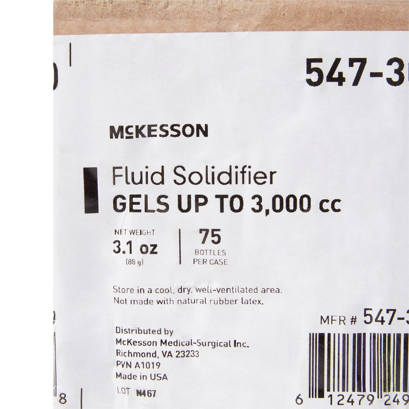 McKesson Fluid Solidifier - Fast, Effective, Gels up to 3,000 cc - Screw Cap Bottle, 3.1 oz -Case of 75 McKesson Fluid Solidifier - Fast, Effective, Gels up to 3,000 cc - Screw Cap Bottle, 3.1 oz -Case of 75