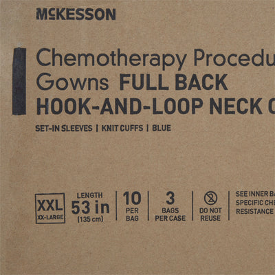 McKesson Chemotherapy Procedure Gown, 2X-Large, Blue -Case of 30 McKesson Chemotherapy Procedure Gown, 2X-Large, Blue -Case of 30