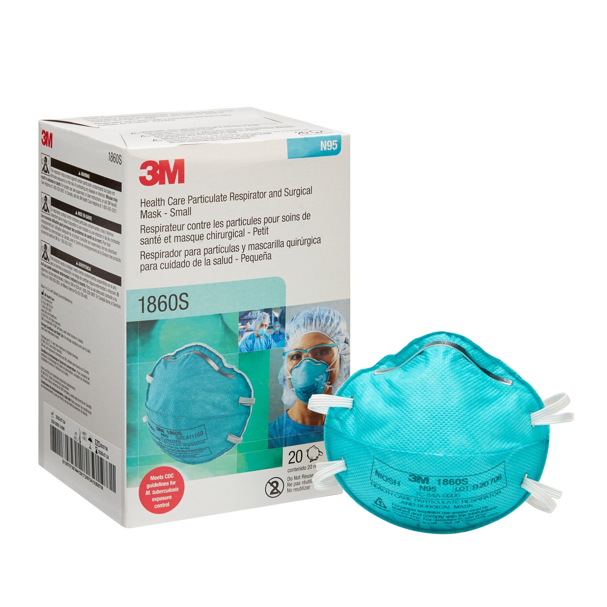 3M Particulate Respirator and Surgical Mask, Small -Box of 20 3M Particulate Respirator and Surgical Mask, Small -Box of 20