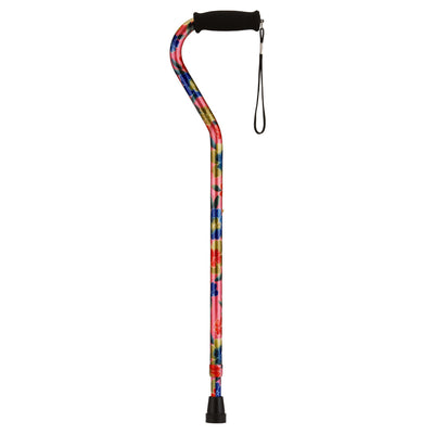 Nova Aluminum Offset Cane, Pink Garden Print -Case of 12 Nova Aluminum Offset Cane, Pink Garden Print -Case of 12