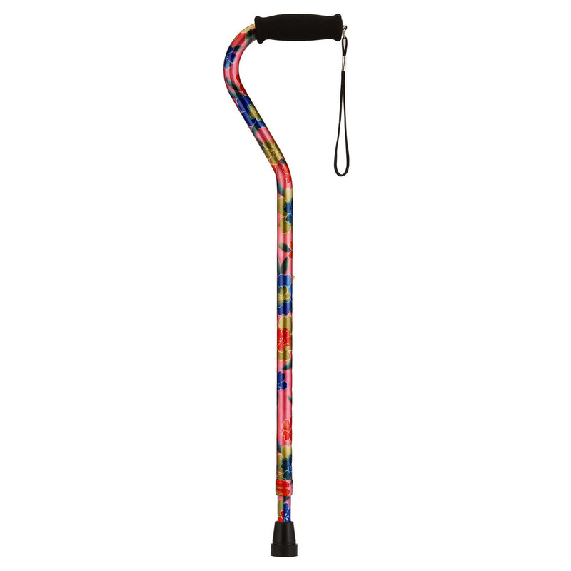 Nova Aluminum Offset Cane, Pink Garden Print -Case of 12 Nova Aluminum Offset Cane, Pink Garden Print -Case of 12