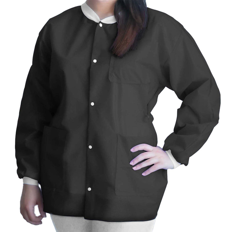 Lab Jacket FitMe Hip Length, Black, Medium -Case of 50 Lab Jacket FitMe Hip Length, Black, Medium -Case of 50